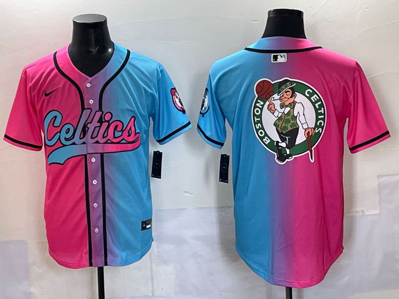 Men 2025 Boston Celtics Blank Blue pink Nike NBA Jersey style 2->boston celtics->NBA Jersey